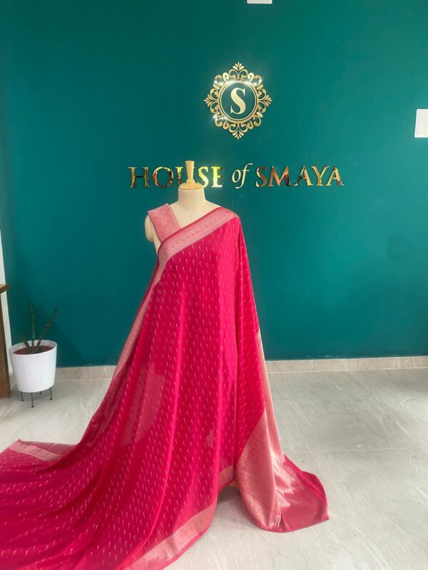 A Red Chiffon Saree - Image 3