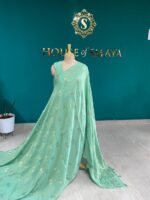 Mint Green Saree with Golden Motifs