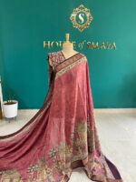 Rani Pink Handpainted Kalamkari Saree