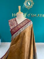 Mustard Brown Handpainted Kalamkari Saree - Image 2