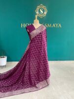 Royal Purple Banarasi Silk Saree with Silver Zari Weave - Image 2