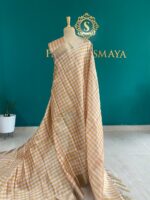 Pastel Yellow & White Checked Saree