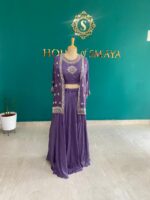 Royal Lavender Embroidered Anarkali Set with Jacket