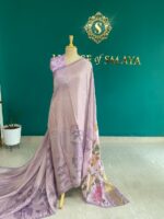 Lilac Mist Embroidered Organza Saree with Floral Motifs