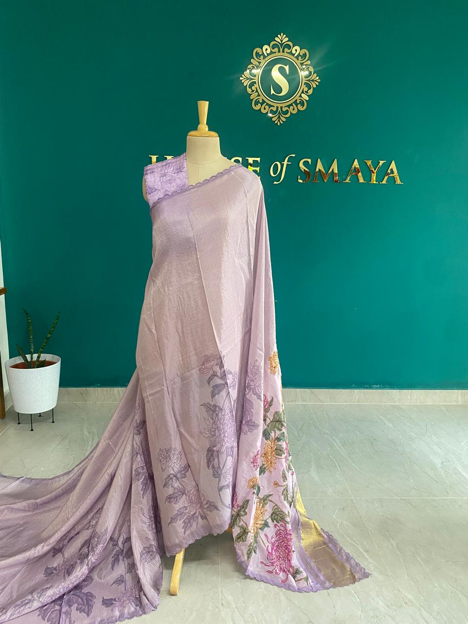 IMG-20250901-WA0012 Lilac Mist Embroidered Organza Saree with Floral Motifs - Image 1