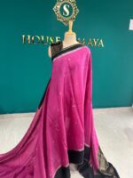 Magenta Pink Silk Saree with Black Zari Border