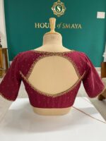 Wine Scallop Neck Pure Raw Silk Blouse - Image 2