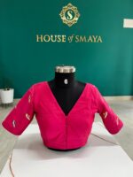 Fuchsia Cotton Blouse with Hand-Embroidered Birds – House of Smaya
