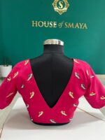 Fuchsia Cotton Blouse with Hand-Embroidered Birds – House of Smaya - Image 2