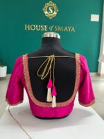 Fuchsia Pink Silk Blouse(Pure Raw Silk) with Embroidered Detailing - Image 2