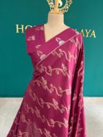 Magenta Silk Saree with Woven Floral Motifs - Image 2