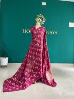 Magenta Silk Saree with Woven Floral Motifs - Image 3