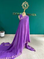 Royal Purple Saree with Golden Elephant Motifs - Image 3