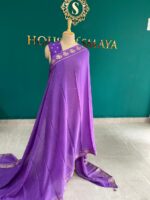 Royal Purple Saree with Golden Elephant Motifs