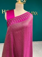 Magenta Pink Banarasi Silk Saree with Zari Detailing & Elegant Border - Image 2
