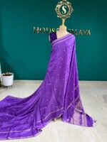 Elegant Purple Dola Silk Saree with Zari Buti & Traditional Border