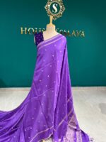 Elegant Purple Dola Silk Saree with Zari Buti & Traditional Border - Image 3