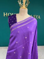 Elegant Purple Dola Silk Saree with Zari Buti & Traditional Border - Image 2