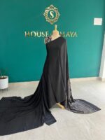 Pure Modal Silk Black Saree with Intricate Pallu Design