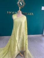 Mashru Silk Light Green Saree with Golden Zari Buttas - Image 2
