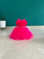 Bright Pink Party Wear Net Frock for Girls - Image 3
