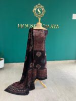 Black Velvet Top & Dupatta Set with Traditional Motifs