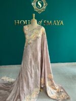 Blush Tussar Silk Saree with Subtle Floral Border – House of Smaya - Image 3