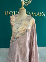 Blush Tussar Silk Saree with Subtle Floral Border – House of Smaya - Image 2
