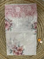 Blush Pink Kora Cotton Saree with Intricate Floral Embroidery – House of Smaya - Image 2