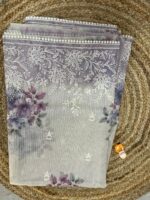Lavender Kora Cotton Saree with Embroidered Floral Detailing – House of Smaya - Image 2