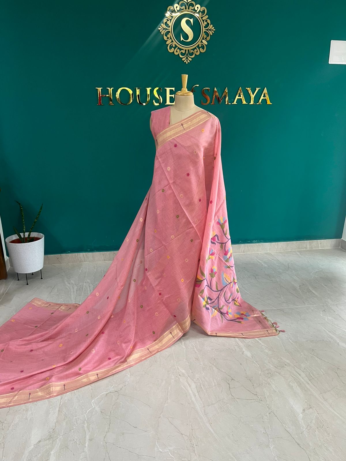 WhatsApp Image 2025-10-11 at 12.41.36 PM Blush Pink Cotton Silk Saree with Multicolor Thread Embroidery – House of Smaya - Image 1