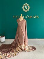 Coffee Brown Matka Silk Saree with Floral Handwoven Border – House of Smaya