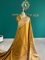Mustard Gold Semi Banarasi Silk Saree with Intricate Zari Weaving – House of Smaya - Image 3