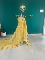 Soft Yellow Chanderi Cotton Saree with Subtle Floral Motifs – House of Smaya - Image 2