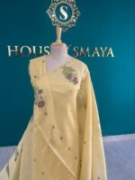 Soft Yellow Chanderi Cotton Saree with Subtle Floral Motifs – House of Smaya - Image 3