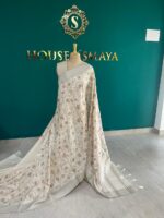 Ivory Semi Tussar Silk Saree with Golden Thread Embroidery – House of Smaya - Image 3