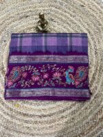 Royal Purple Tussar Silk Saree with Digital Tanjore Peacock Border