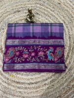 Royal Purple Tussar Silk Saree with Digital Tanjore Peacock Border - Image 2