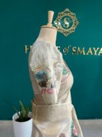 Ivory Tissue Saree with Handcrafted Bird Motif Blouse - Image 4