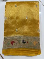 Pure Tissue Silk Saree with Traditional Paithani Border – Mustard Gold - Image 2