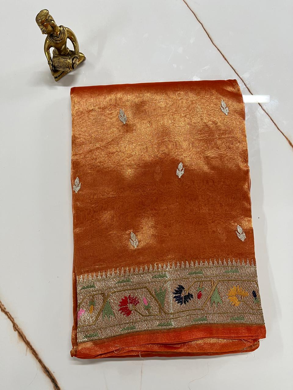 WhatsApp Image 2026-01-23 at 1.18.00 PM Pure Tissue Silk Saree with Paithani Border - Image 1