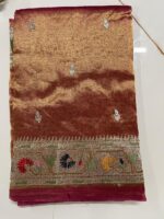 Maroon Gold Pure Tissue Saree with Paithani Border