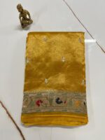 Pure Tissue Silk Saree with Traditional Paithani Border – Mustard Gold