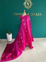 Fuchsia Pink Pure Raw Mango Silk Saree with Gold Butta