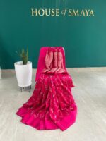 Rani Pink Georgette Banarasi Saree with Floral Weave - Image 2