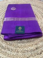 Royal Purple Kora Tissue Saree with Silver Zari Border & Buti