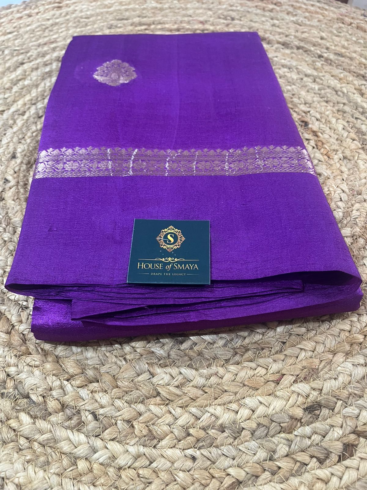 WhatsApp Image 2026-01-28 at 11.54.33 AM Royal Purple Kora Tissue Saree with Silver Zari Border & Buti - Image 1