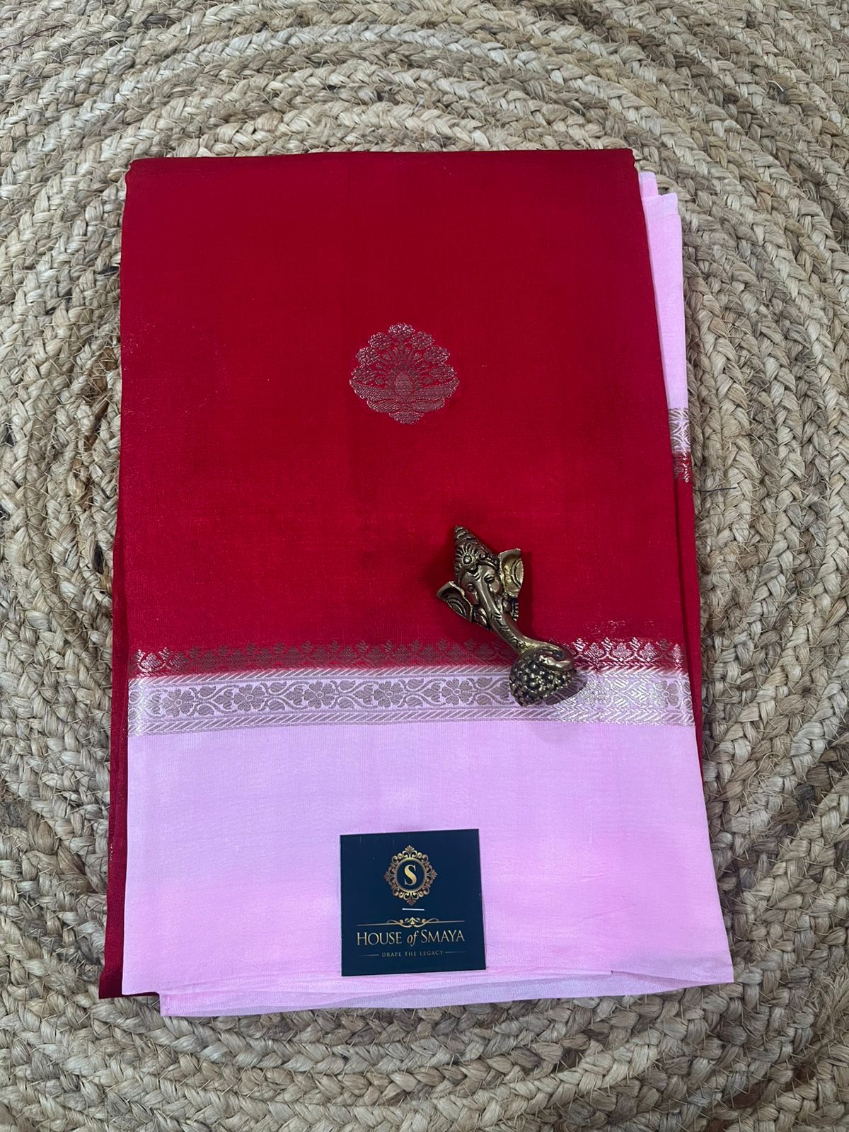 WhatsApp Image 2026-01-28 at 12.00.15 PM (1) Wine Red & Blush Pink Kora Tissue Saree with Silver Zari Border and Buti - Image 1