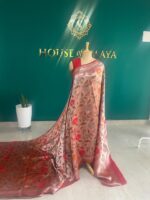 Blush Pink Floral Georgette Paithani Saree with Traditional Border