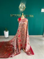 Blush Pink Floral Georgette Paithani Saree with Traditional Border - Image 3